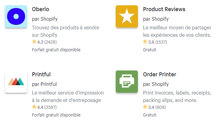 Applications shopify